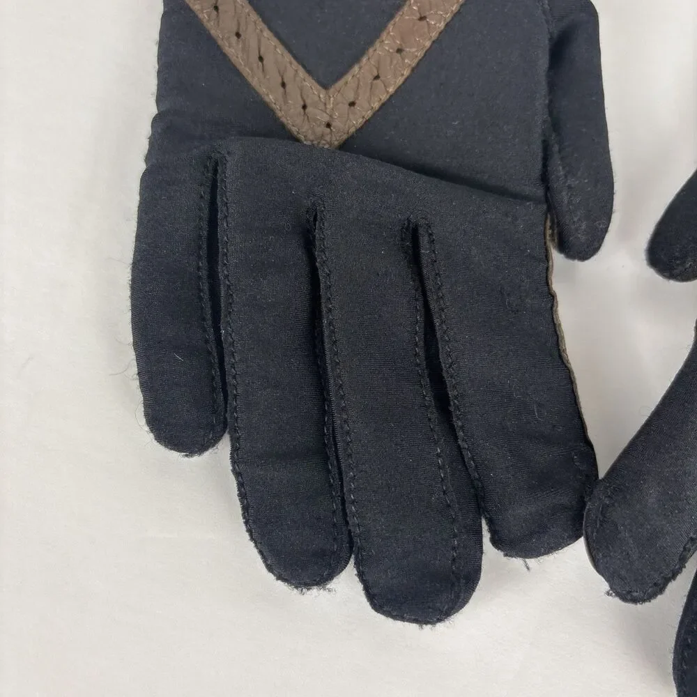 Vintage Aris Isotoners Black with Brown One Size Lined Driving